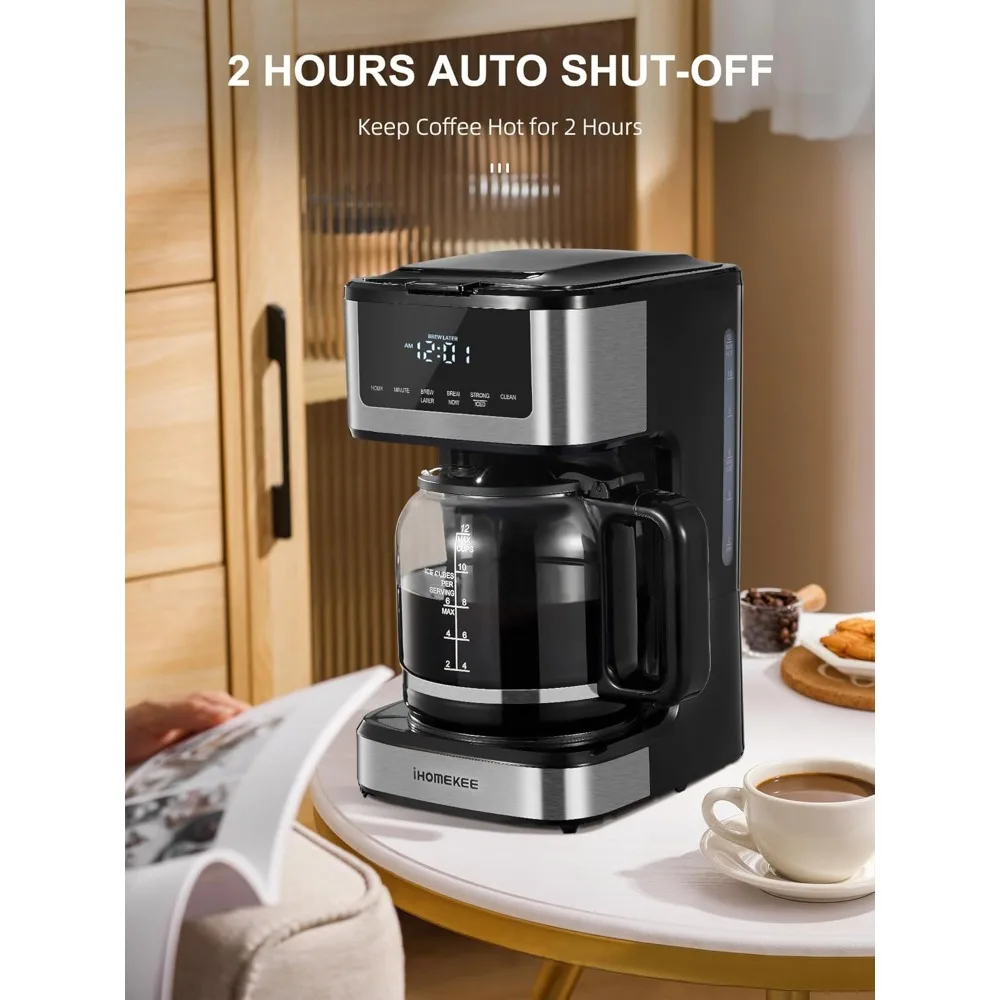 Caffettiera gocciolante programmabile da 12 tazze, macchina da caffè con funzione caffè freddo, touch screen, preparazione regolare e forte