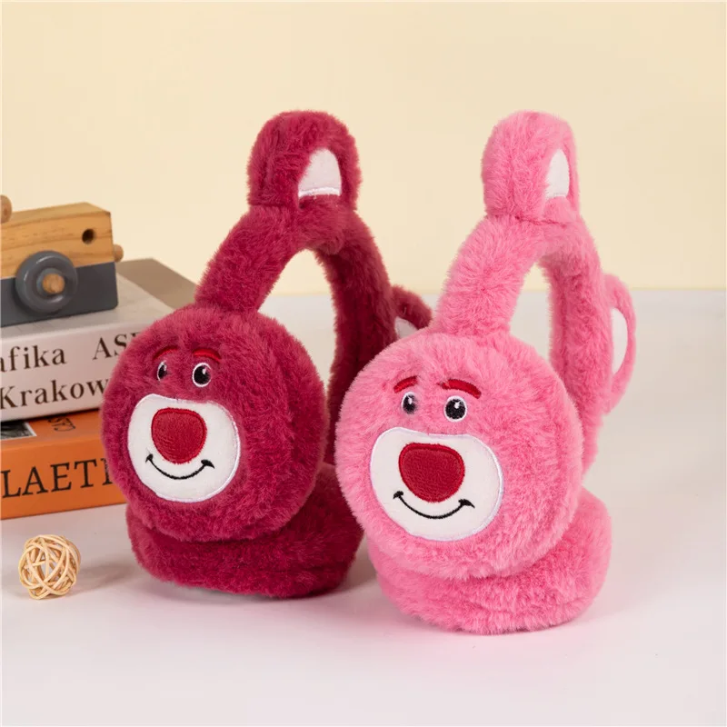 غطاء أذن دافئ للأطفال بتصميم جديد للشتاء - غطاء أذن من القطيفة على شكل دب الفراولة الصغيرة اللطيفة، تدفئة الأذن، واقيات أذن سميكة، #1