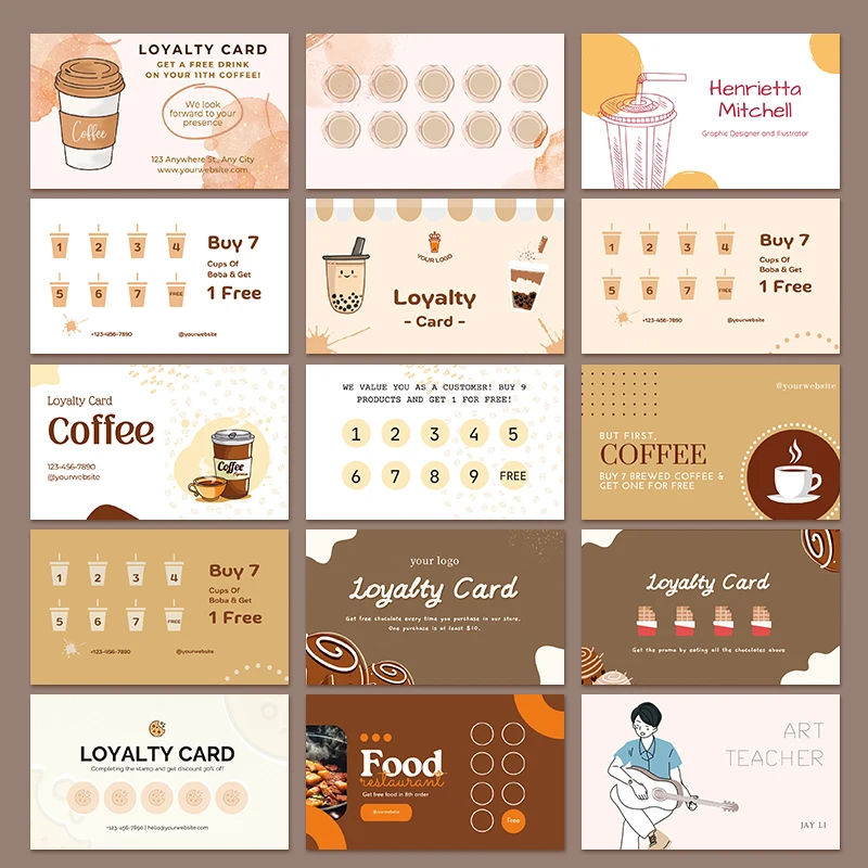 

DsgnTouch 500pcs Coffe Loyalty Card Customized With Personalized Logo Thank You For Your Purchase Art Paper Cards Printing