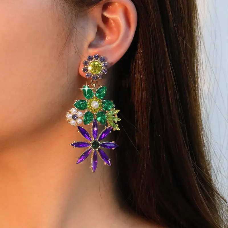 Individual Drop Flower Dangle Earrings for Women Wedding Party Jewelry