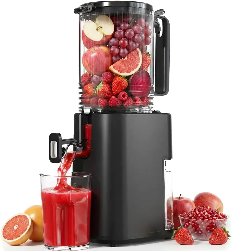 

Cold Press Juicer, 5.5inch Wide Feed Chute, Slow Masticating Juicer for Whole Vegetables & Fruits, Black