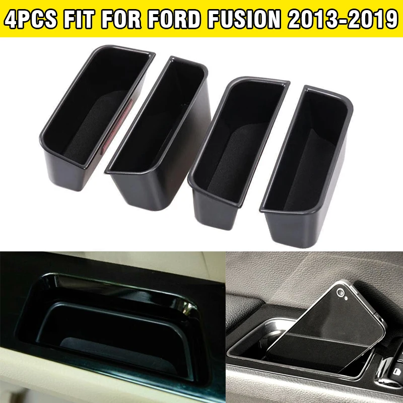 Plastic ABS  Fit for Ford Fusion 2013-2019 Armrest Container Door Storage Box Handle Interior Stowing Tidying New Black Car