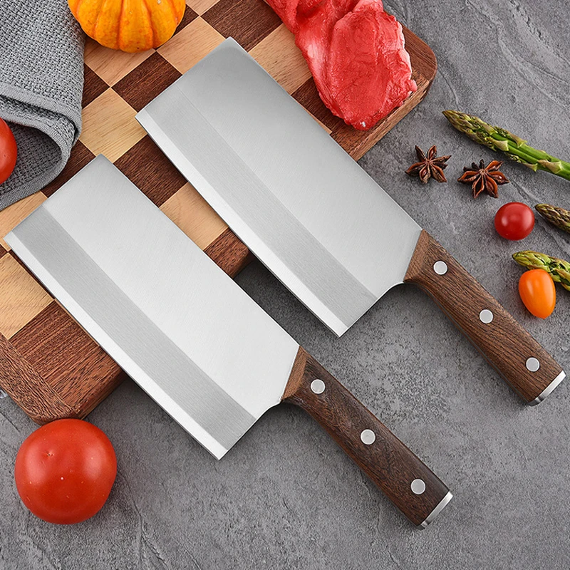 

Китайский нож шеф-повара, нож для нарезки мяса, рыбы, мяса, фруктов, овощей, нож-тесак из нержавеющей стали, мясные измельчительные кухонные ножи