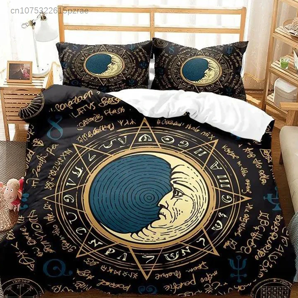 Sun And Moon Bedding Set King/Queen Size Twelve Constellations Zodiac Comforter Cover Adults Astrology Polyester Duvet Cover