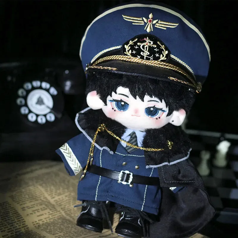 

20cm Plush Toy Doll Clothes Air Force General Clothes Blue Military Hat Shirt Tie Cloak Coat Pants Boys and Girls Birthday Gifts