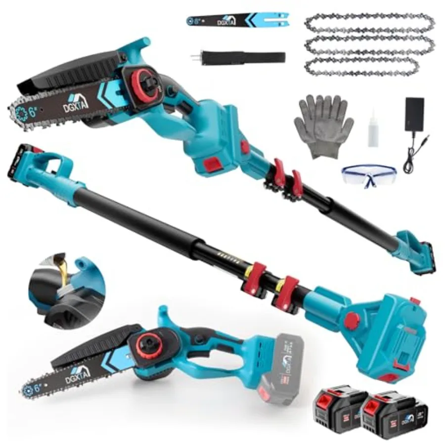 

Аккумуляторная пила-высоторез 3-в-1, 21В, ручная, беспроводная, с удлинительной штангой 4.9-8 дюймов, мини-пила 6/8 дюймов и 2 аккумулятора по 4000 мАч