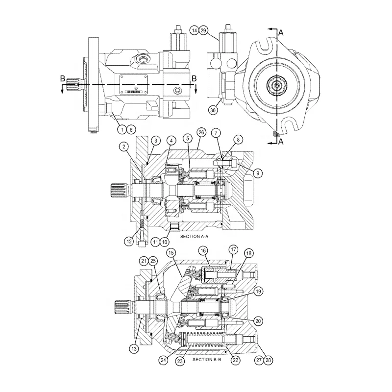 

187-9090 735 735B 740 Шарнирный тормозной поршневой насос 740B Гидравлический насос для