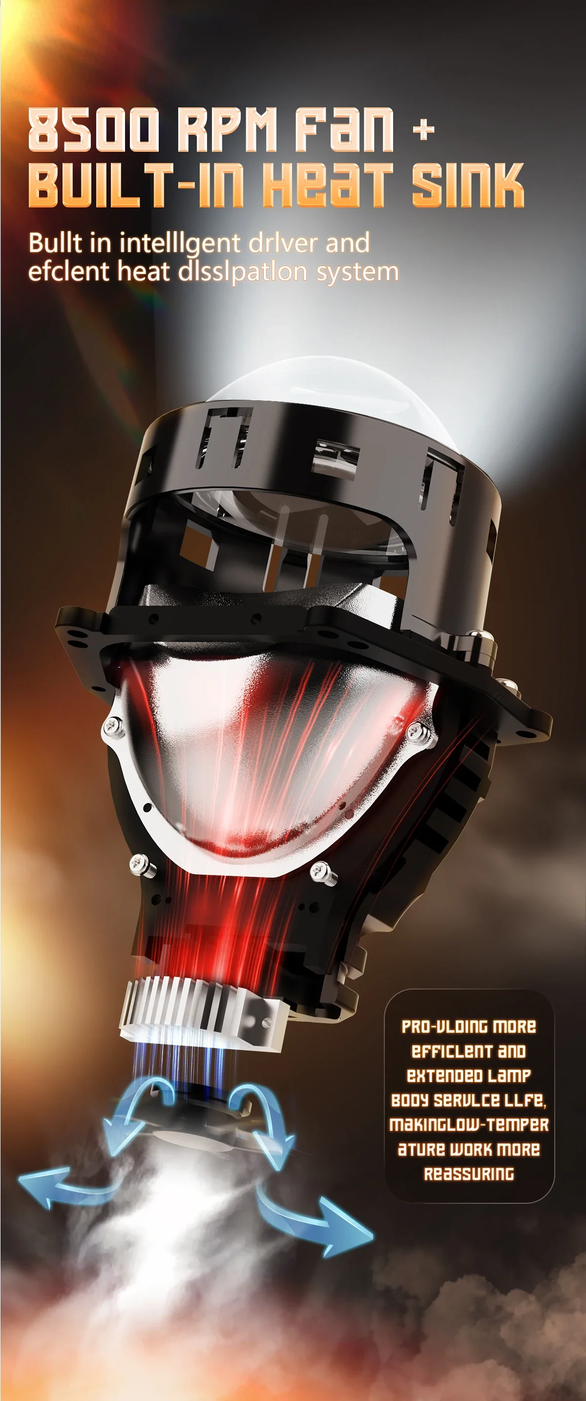 GPNE GP70 80w LED Laser effect car headlight 3 inch lens bi led projector