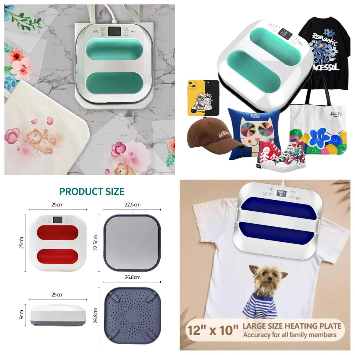 

WJW 10*12inch Mini Heat Transfer Printing Press Machine Set Plate Air Parts Label Flatbed Manual Printer for T-shirt