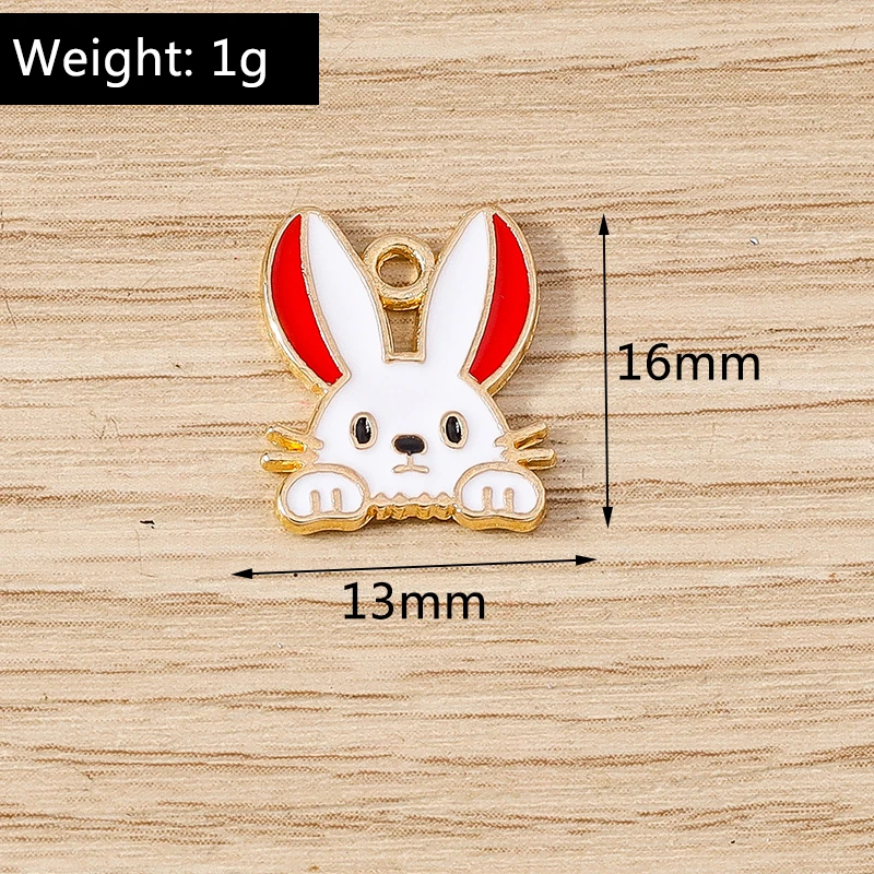 10 Stück Cartoon-Tieranhänger aus Emaille, Katzen- und Hasenanhänger für die Schmuckherstellung, Halsketten, Ohrringe, Armbänder, DIY-Bastelzubehör – Detail 9