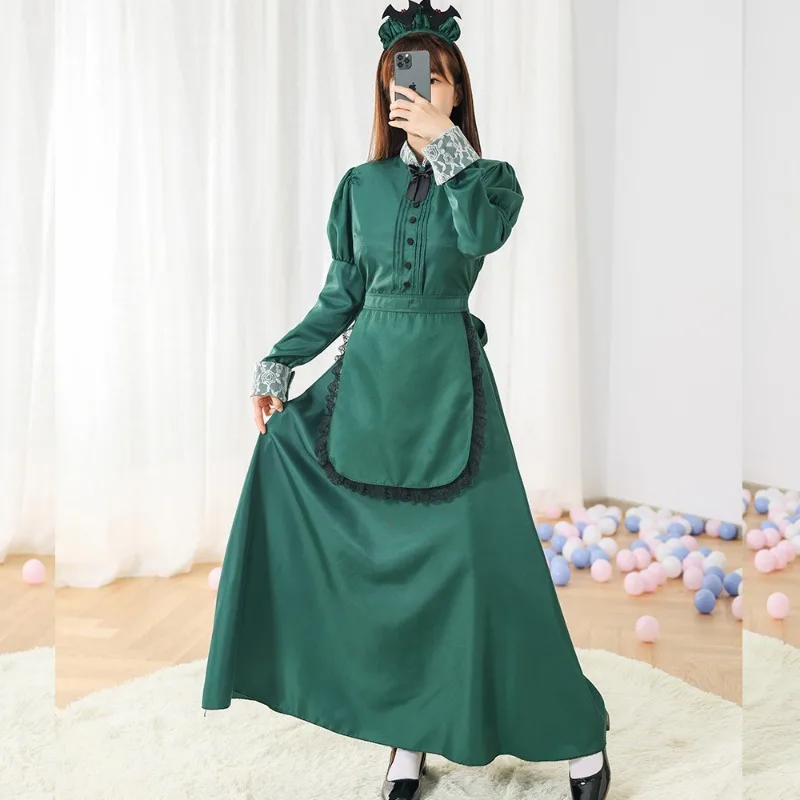 Halloween Costumes Temperament Maid Long Dress Cosplay Women's Dresses Vintage Style Role-playing Maid Uniforms