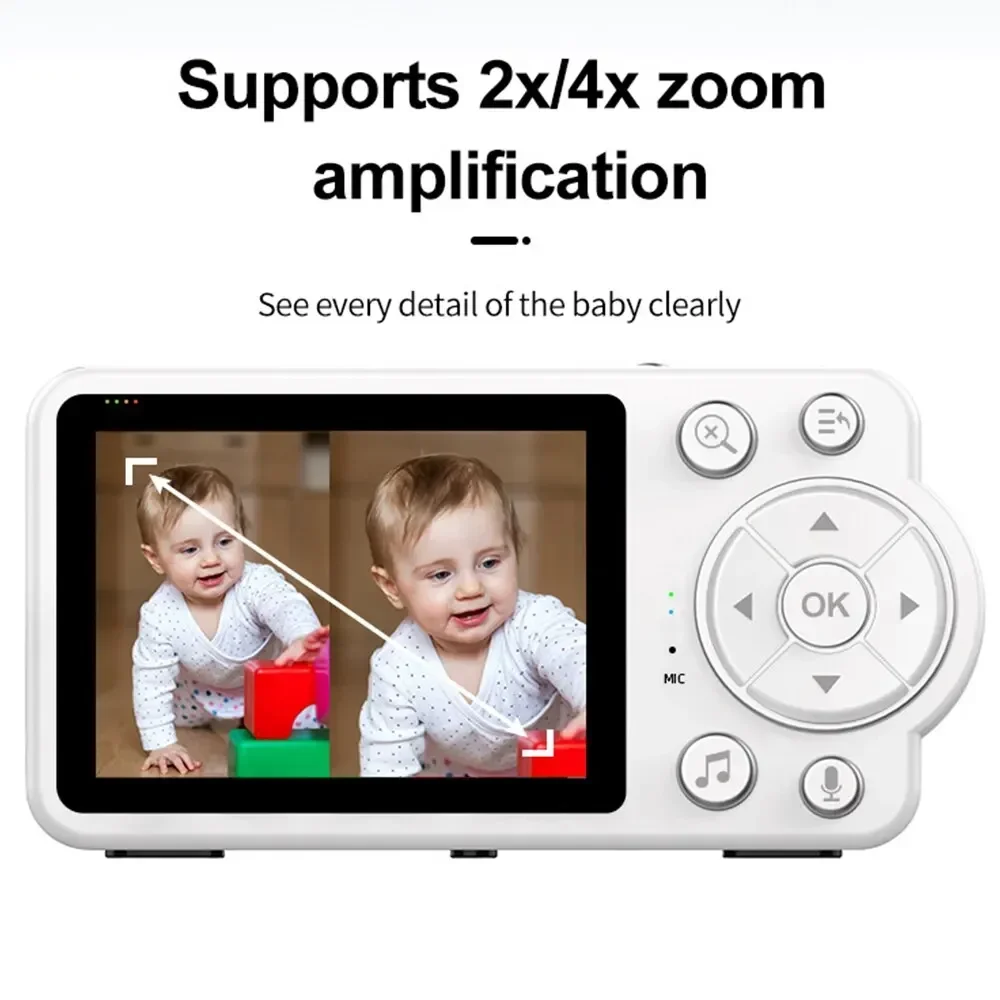 Babyphone vidéo sans fil, écran TFT 2.8 ", intérieur, audio bidirectionnel, vision nocturne, caméra intelligente, protection de sécurité