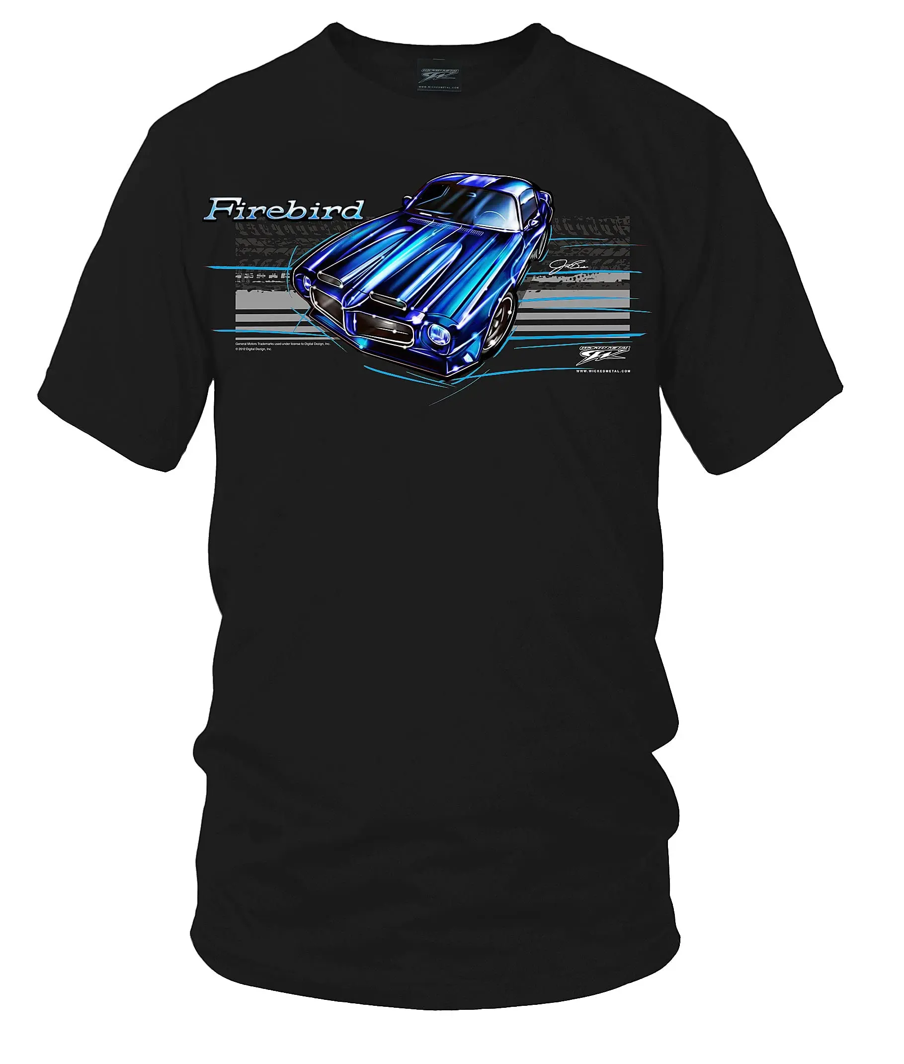 1971 Firebird Tire Tread Shirt,  t-   Muscle car  Blue CarCartoon vintage oversized