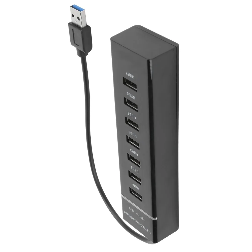 

Durable Blue LED Indicator USB 3.0 Hub High Speed 5Gbps DC 5V 7Port Splitter Plug and Play USB Data Hub PC Connection
