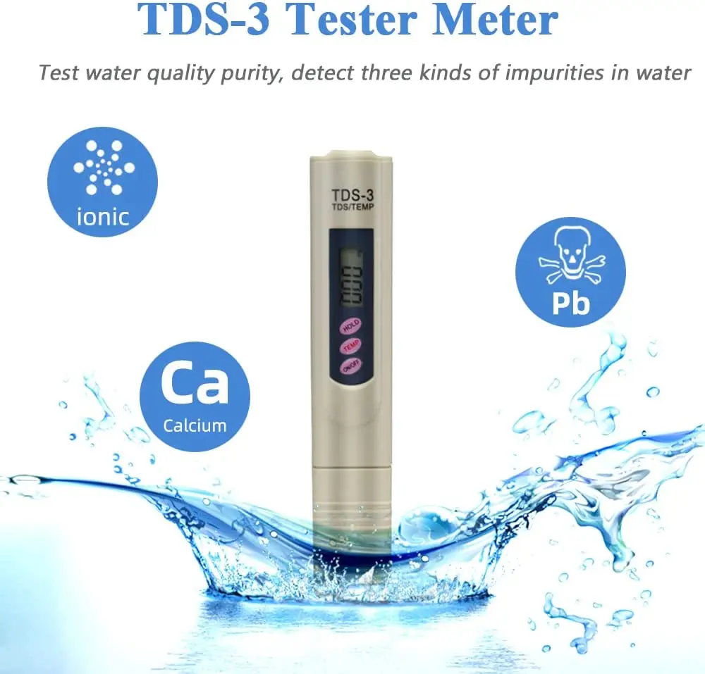 Handheld TDS Digital Water Tester Water Test Pen Water Quality Analysis Meter Water Purity Check 0-9999 PPM for Aquarium