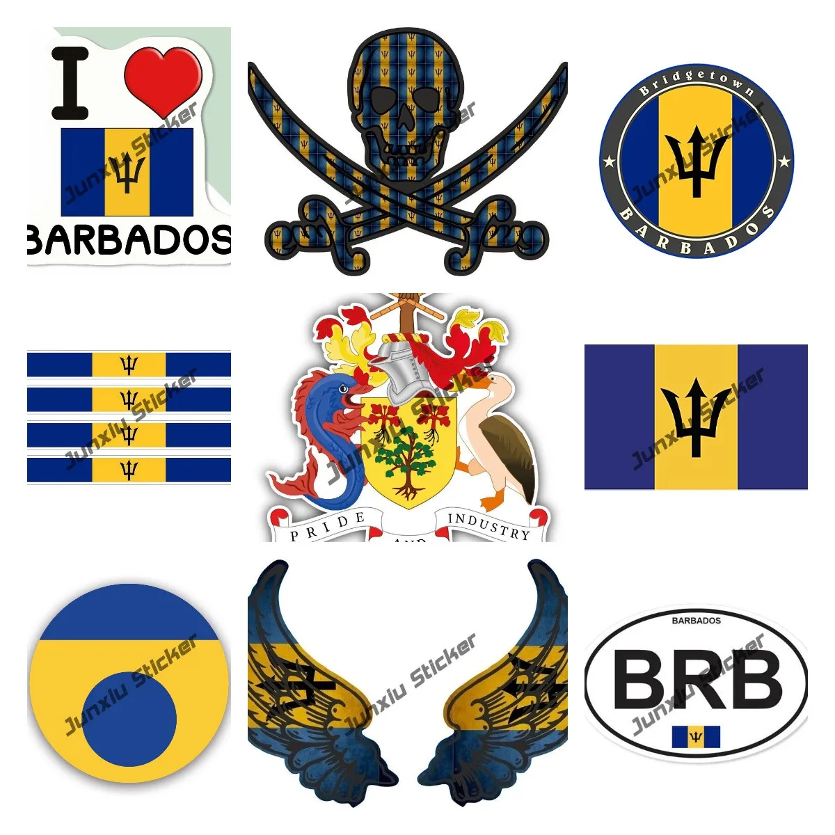 

Barbados Vinyl Decal Barbadian Bajan Barbados Coat of Arms Sticker for Car Window Bumper Premium Quality UV-Resistant Laminate