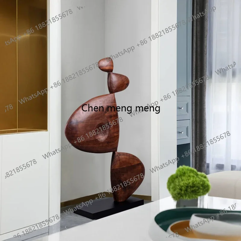 Entrance abstract sculpture floor ornaments wood carving handicrafts sales office decorations