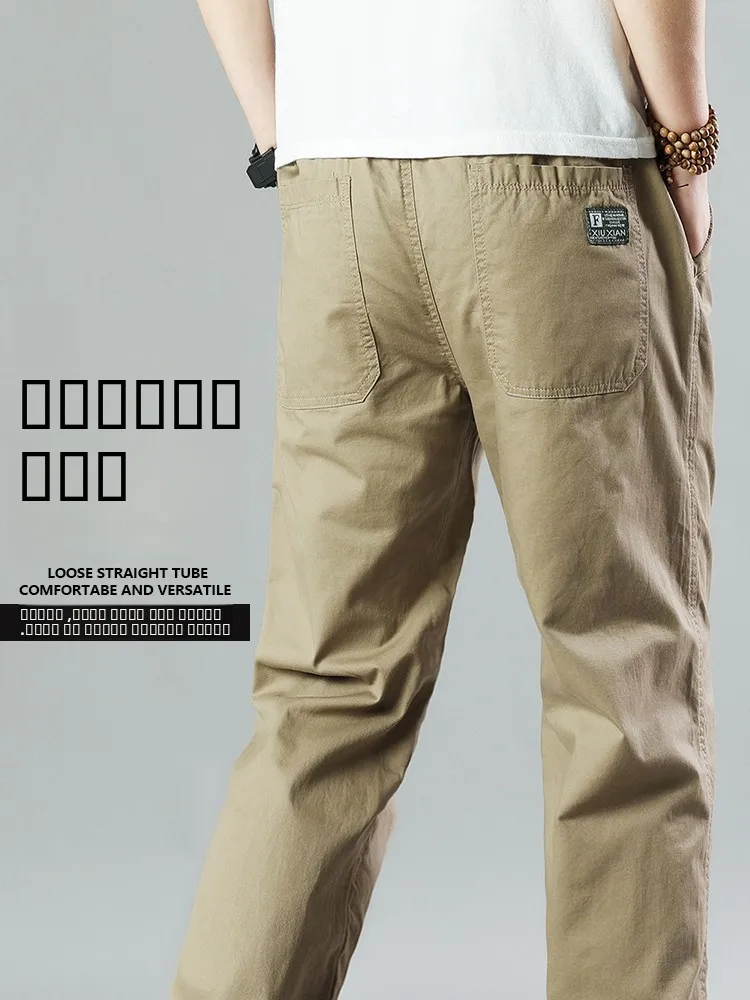 

Мужские повседневные брюки из чистого хлопка, свободные, прямого кроя, длинные, осенне-зимние, больших размеров, с множеством карманов, рабочая одежда
