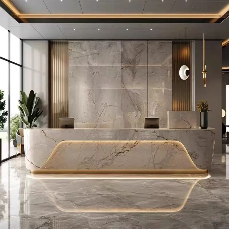

Floor Elegant Reception Desk Luxury Organizer Modern Salon Reception Desk Unique Glamor Mostrador De Tienda Home Furniture