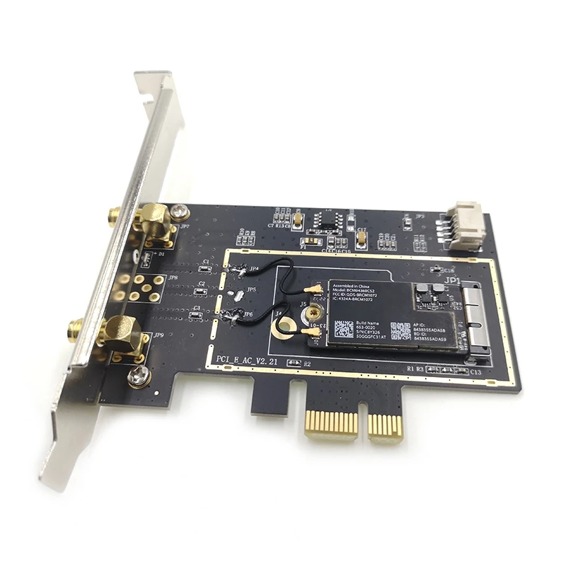 Conversion Card with Dual Antennas for BCM943224PCIEBT2 BCM94360CS2 for MAC Network Card to PCI-E