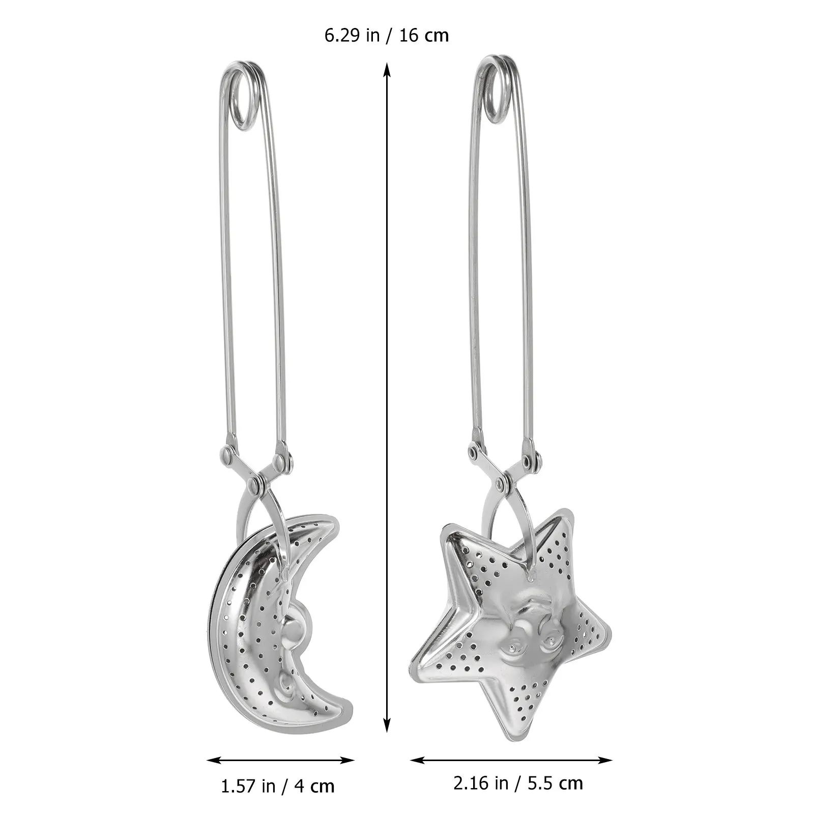 2Pcs Long Grip Tea Infuser Stainless Steel Star Strainer Reusable Clip Handle Loose Leaf Filter for Home Office