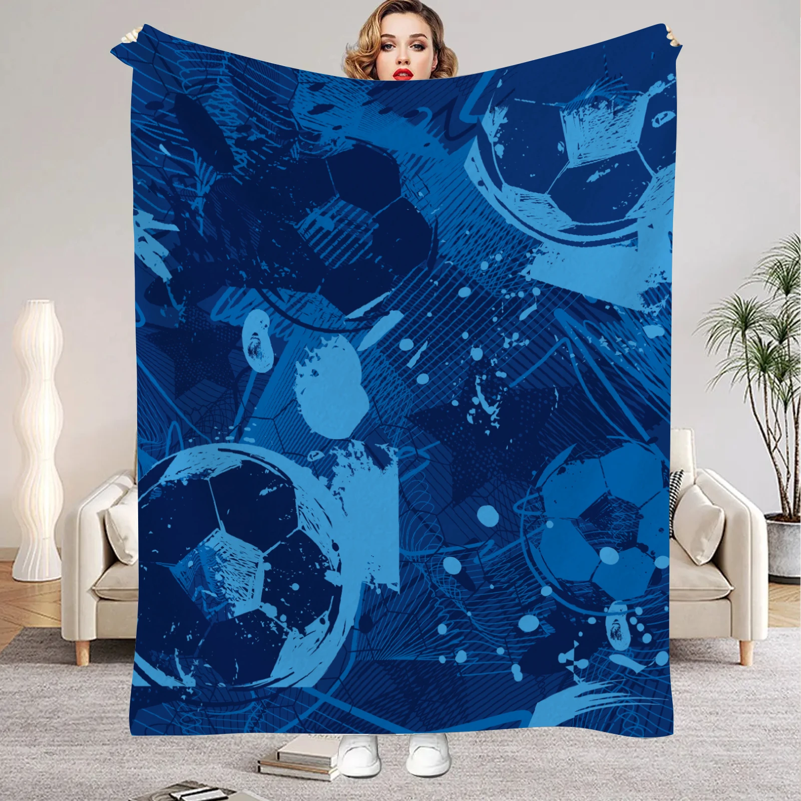 1 قطعة بطانيات الفانيلا الملونة كرة القدم المطبوعة جودة لينة الدافئة رمي بطانية الشتاء للأطفال الأولاد الأريكة السرير رقيق المفرش