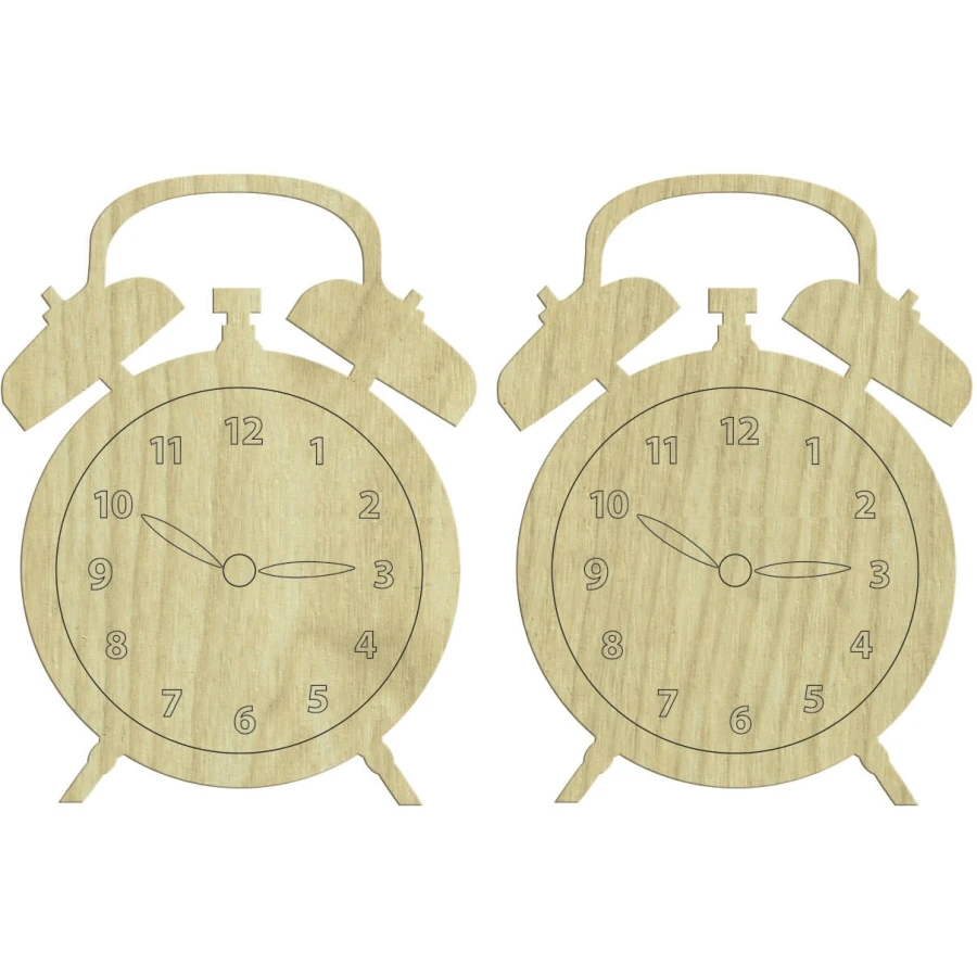 KD190 Alarm Clock 2li Set Wooden Package Ornament, Hobby Wood Painting Ornament