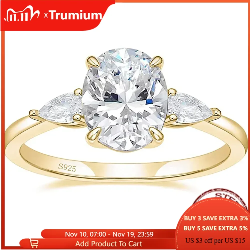 

Trupremium 3CT 925 пробы серебряные обручальные кольца с 3 камнями фианитами CZ свадебные кольца обещания обручальные кольца для женщин