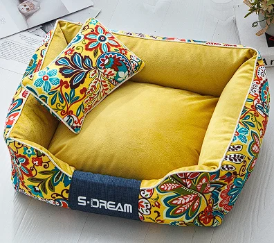 

Famipet Manufacturer Custom New Design Luxury Comfy Breathable Rectangle Soft Washable Pet Cat Dog Bed