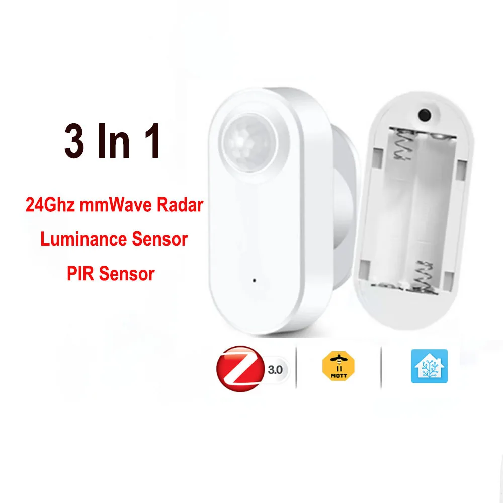 Zigbee 3.0 Human Presence Detector,Luminance/Distance Detection,  Smart PIR Motion Sensor Support Zigbee 2mqtt Home Assistant