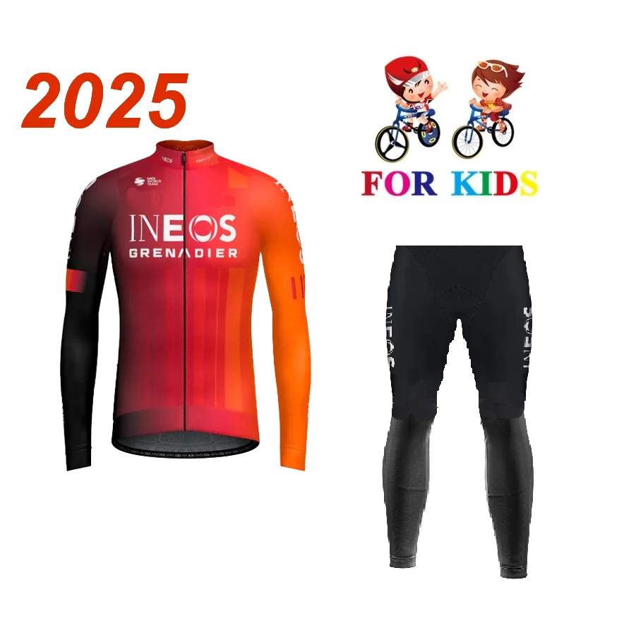 KID'S Children Spring Summer 2025 INEOS GRENADIERS Team Cycling Jerseys  Long Sleeve Men Bike Wear Cycling Clothing with Pants