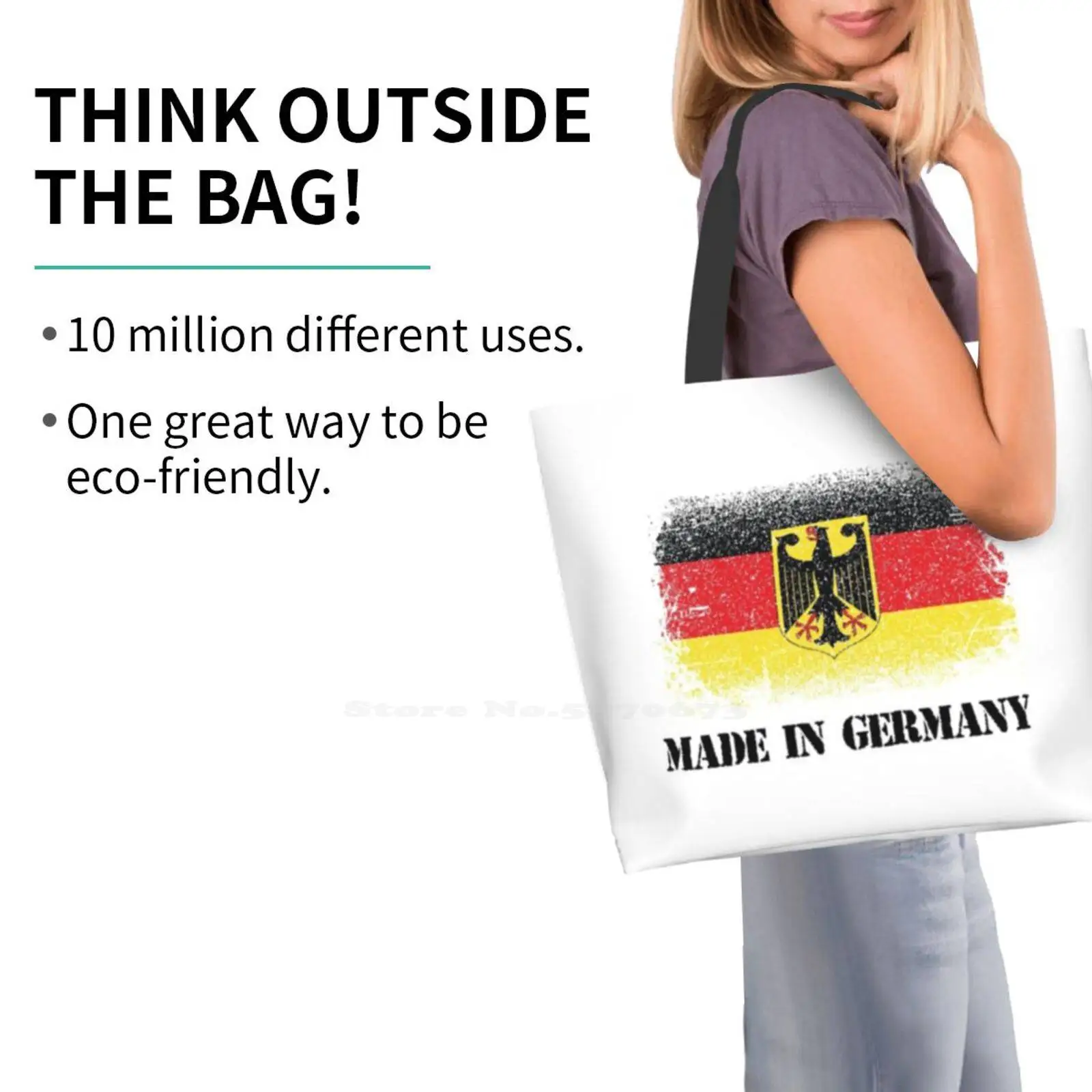 Made In Germany, German Flag Ladies Casual Handbag Tote Bag Reusable Large Capacity Made In Germany Germany German Car Art