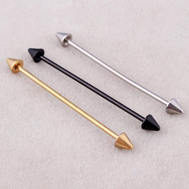 1Pcs Stainless Steel Straight Helix Tragus Industrial Ear Studs Bar Piercing Tongue Ring Barbell Piercing Body Jewelry Gift