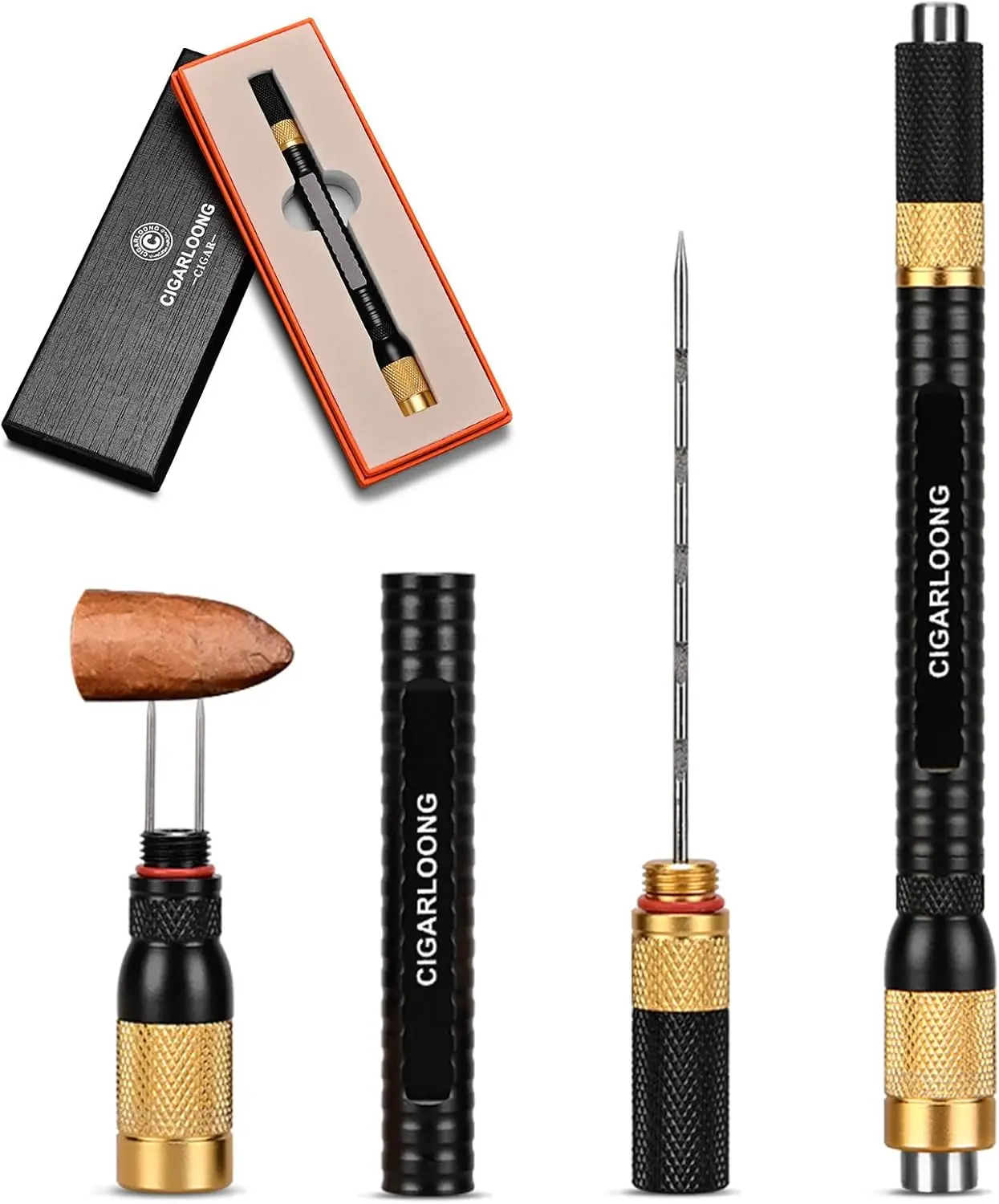 

Portable Cigar Punch and Drill Tool Set with Gift Box Packaging for Easy Cigar Cutting