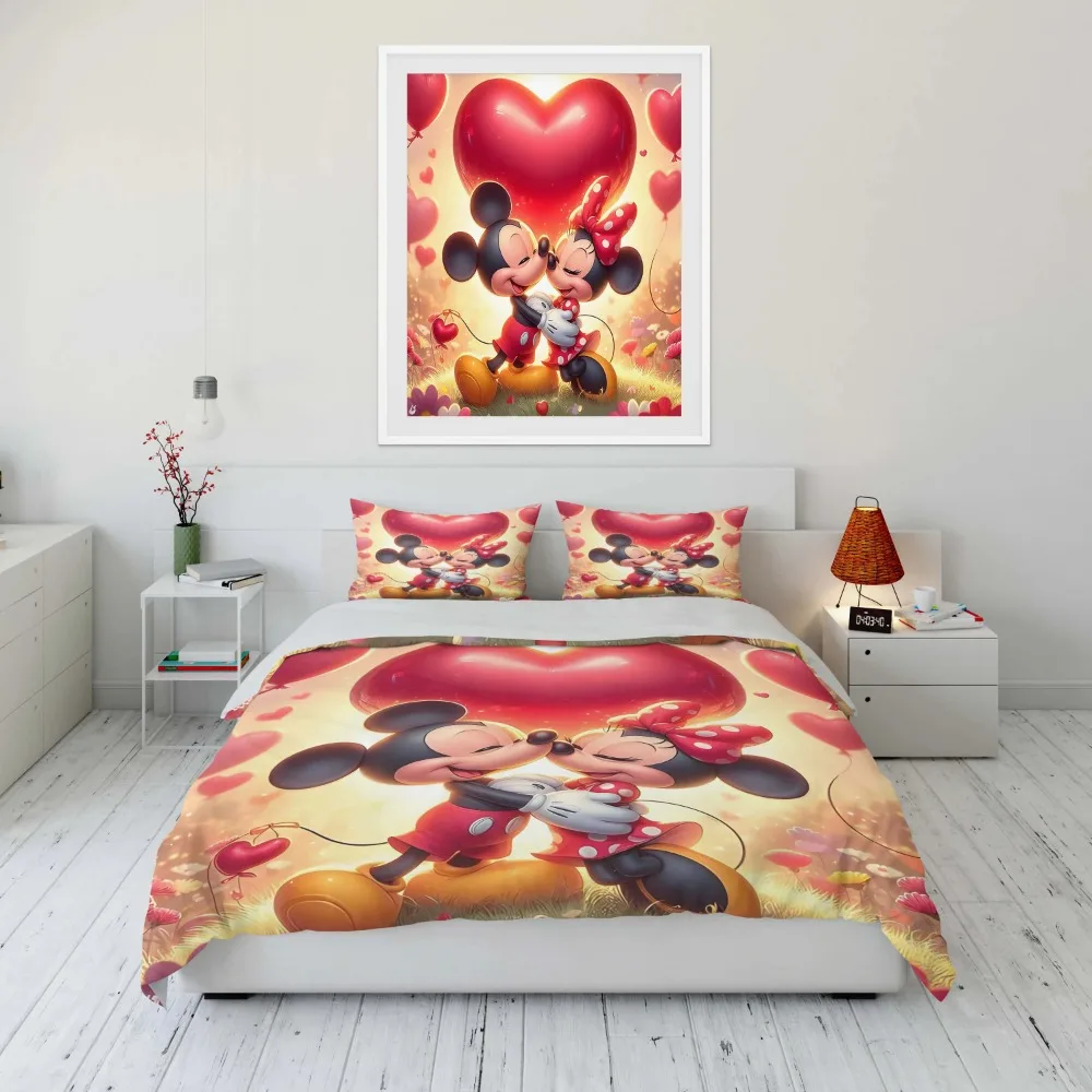 

Disney Mickey Minnie Mouse Baby Bedding Set Cartoon 3 Pieces US Twin Bed Set Pillowcase Adult Bed Cover Bedroom Bed Set Duvet