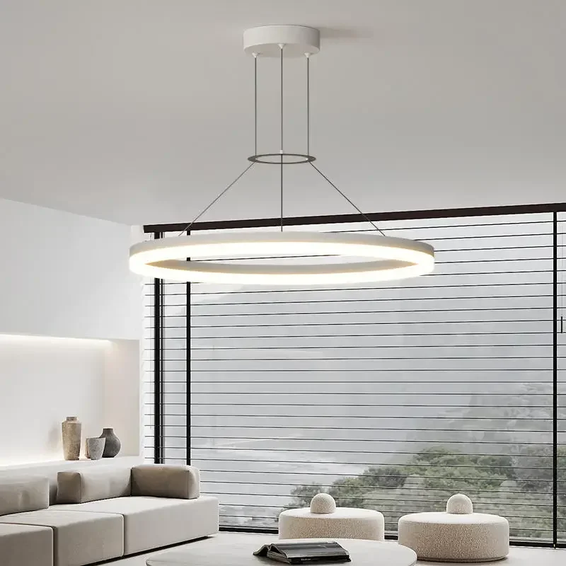 Moderne LED Runde Kronleuchter Nordic Weiß Ring Hängen Lampe Für Esszimmer Innen Minimalistischen Mitteltisch Hängen Lampe