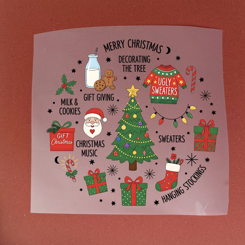 Cartoon Merry Christmas Vibes Snowman Heat Transfer Stickers For Clothes DIY A-Level Washable Shirt Iron-on Thermal Stickers