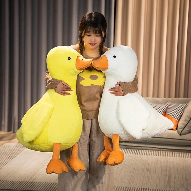 Nice Fluffy Duck Plush Toy Animal Cartoon Yellow Doll Fatty Goose Kawaii Stuffed Pillow Sleep Cushion For Kids Girls Gift