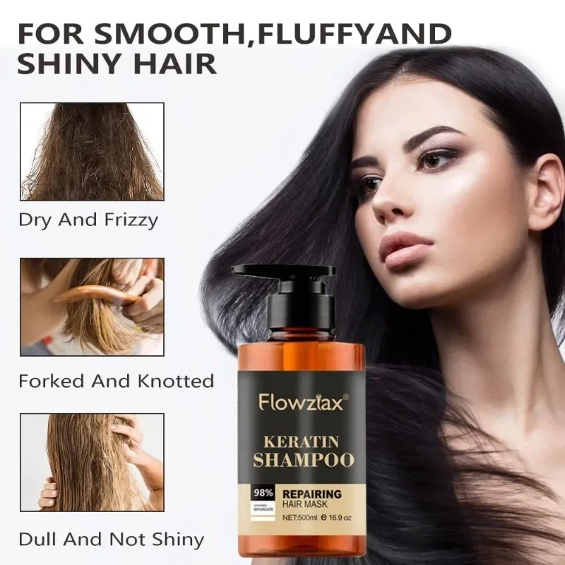 500ml Keratin Shampoo and Conditioner To Promote Hair Growth Smooth Smooth Nourishes Roots Smooth Frizz Repair Damaged Hair