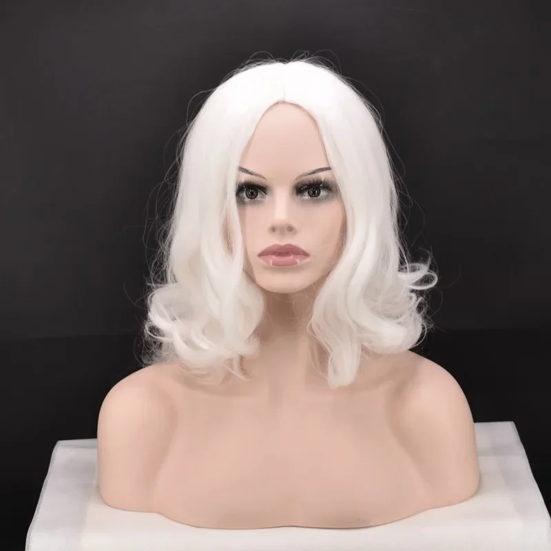 Morematch-Peluca de Papá Noel y barba para hombres, pelo sintético corto, Cosplay, accesorios de postizo blanco, sombrero, regalo de Navidad