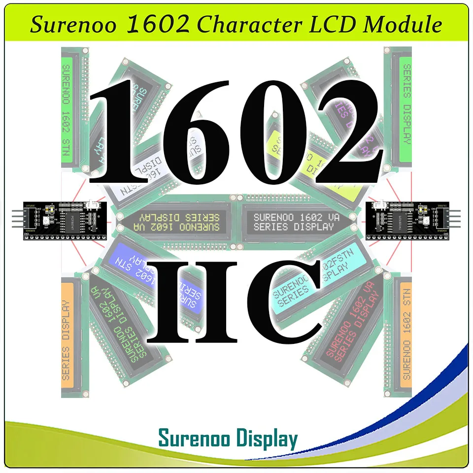 

Дисплейный модуль Surenoo Serial IIC I2C TWI 1602 162 16*2 с ЖК-экраном для Arduino