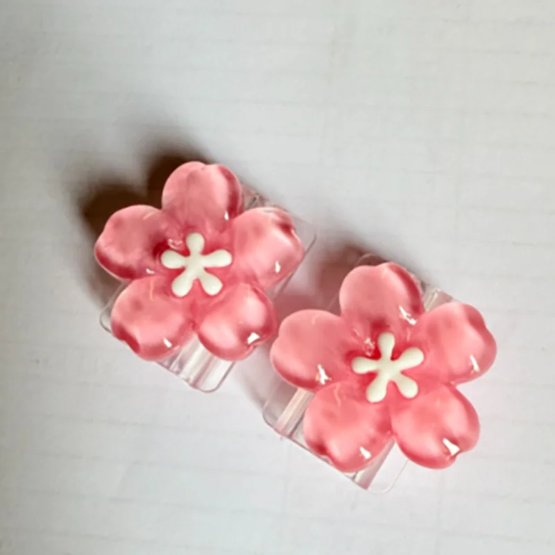 2Pcs Soft Silicone Charger Cable Winder Cord Cherry Blossom Flowers Clip for IPhone Data Fast Charging Cable Protector Sleeve
