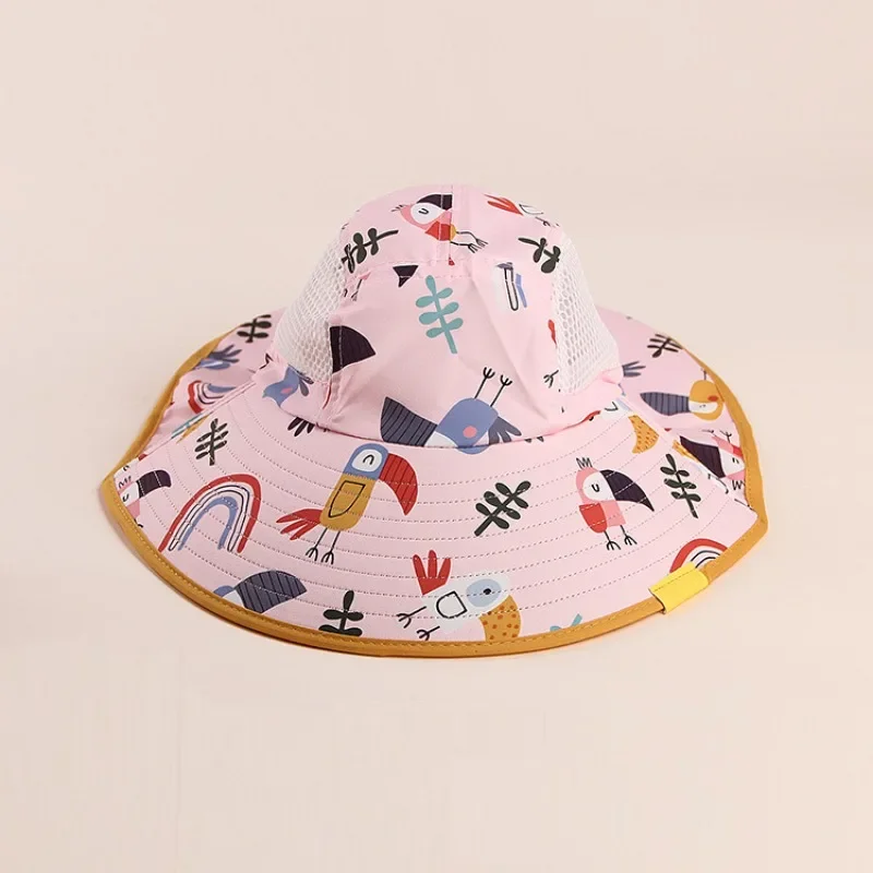 Summer Hat for Kids Bucket Hat Sun Protection Breathable Beach Hats for Boys Girls with Whistle Neck Protection Sun Cap