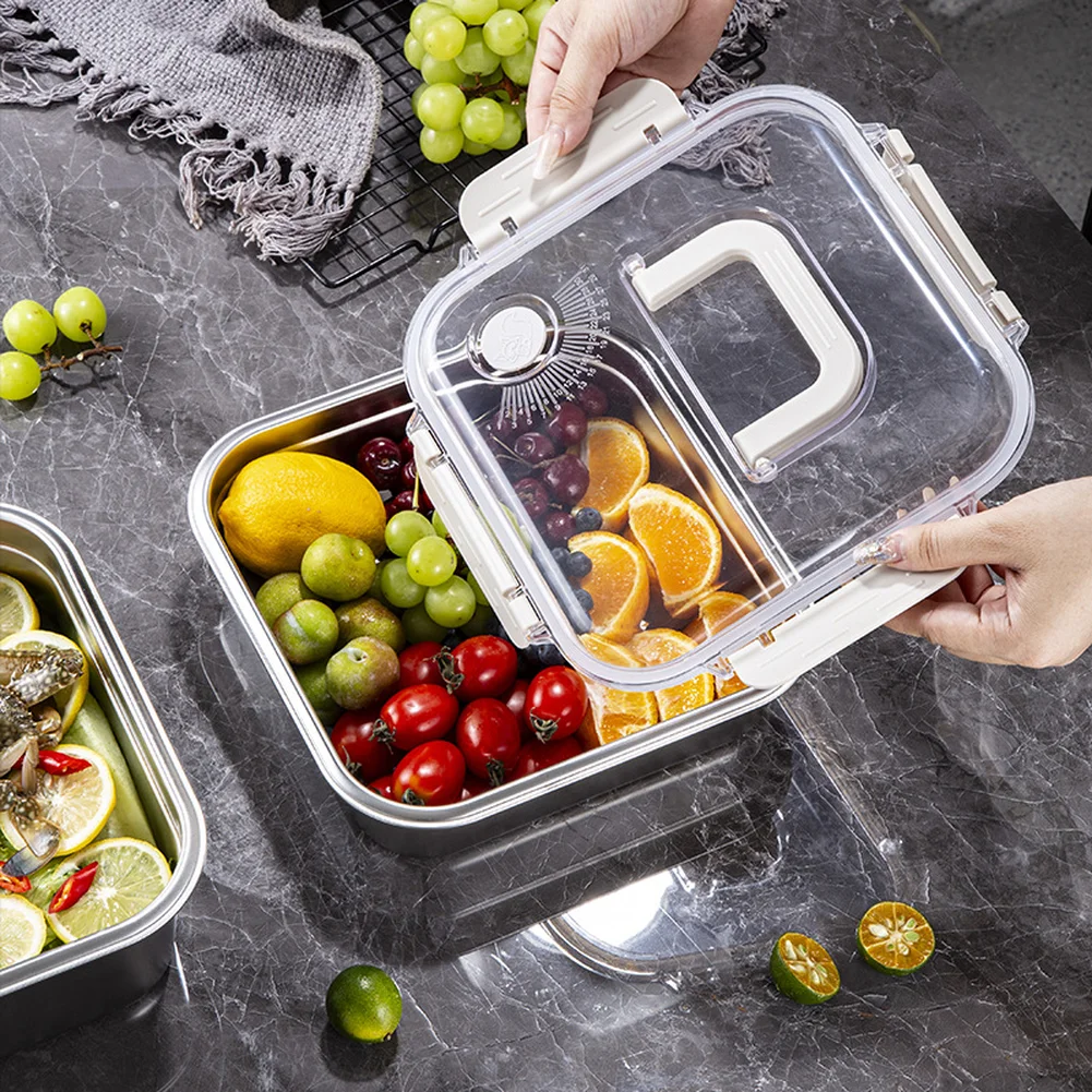 Quadratischer Lebensmittelbehälter aus Edelstahl mit Griff für Pincin School Home, isolierte Lunchbox mit Griff für den Kühlschrank