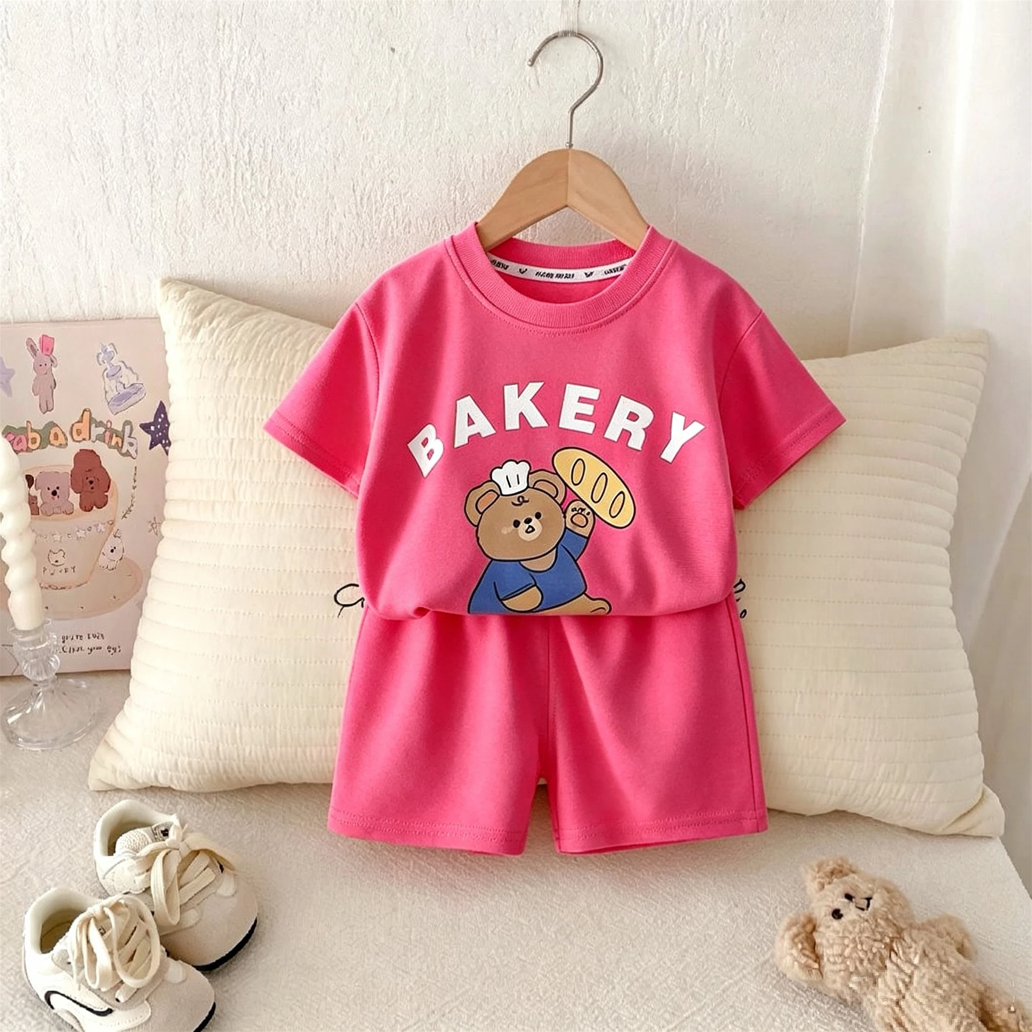 T-shirt + Shorts 2 Piece Set For Kids Clothing Summer Short Sleeve Suit Fashion Popular Children Casual Tracksuits Girls Outfits