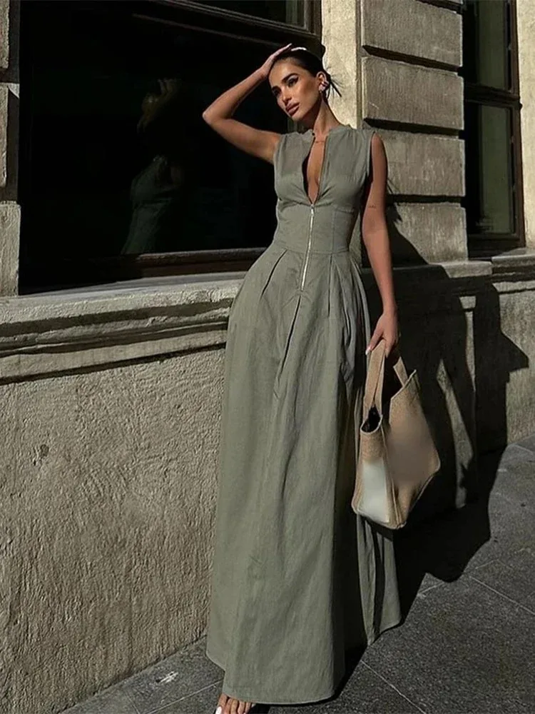 fitted lace wedding dress Floral sleeveless summer maxi chiffon dresses 5018 – Xiaolizi main image 0