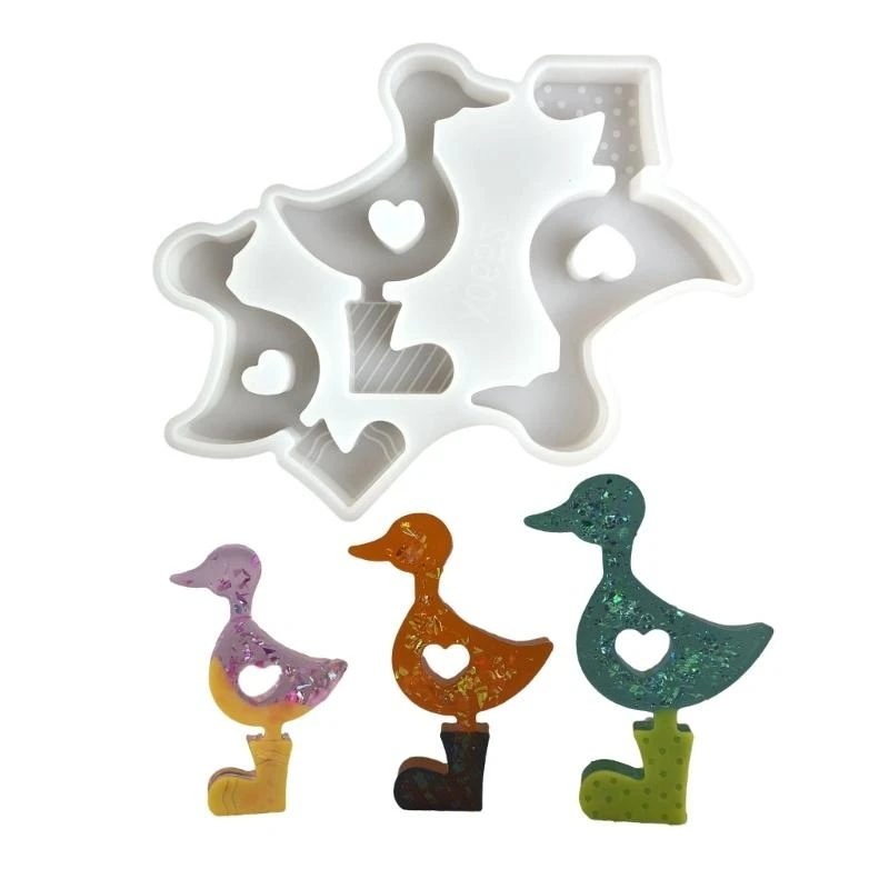 

72xe Premium Силиконовая плесень для создания очаровательных статуэток утки дождевых ботинок Идеально подходит для праздничных и