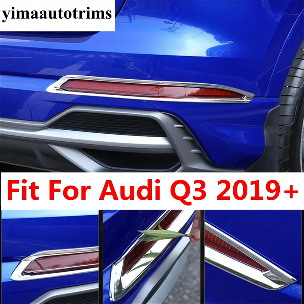 

2PCS Rear Fog Light Lamp Foglight Frame Decoration Cover Trim For Audi Q3 2019 - 2024 ABS Chrome Accessories Exterior Refit Kit