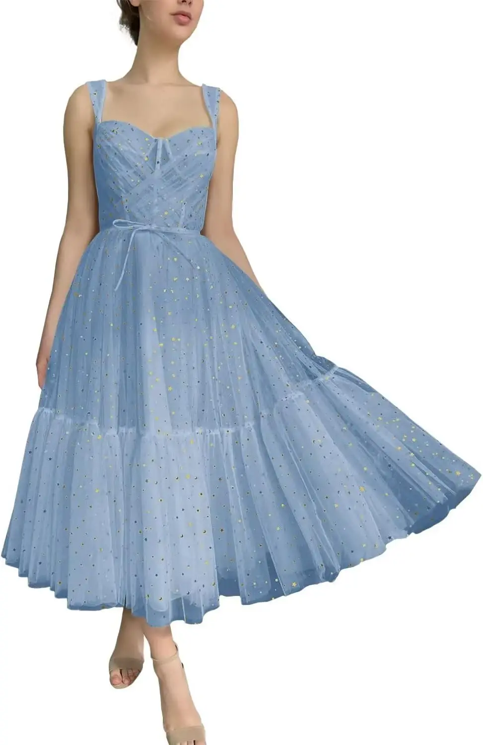 Vestido de noite longo elegante feminino brilhante estrelado galáxia formatura chá capitão formal festa bola cintura vestido