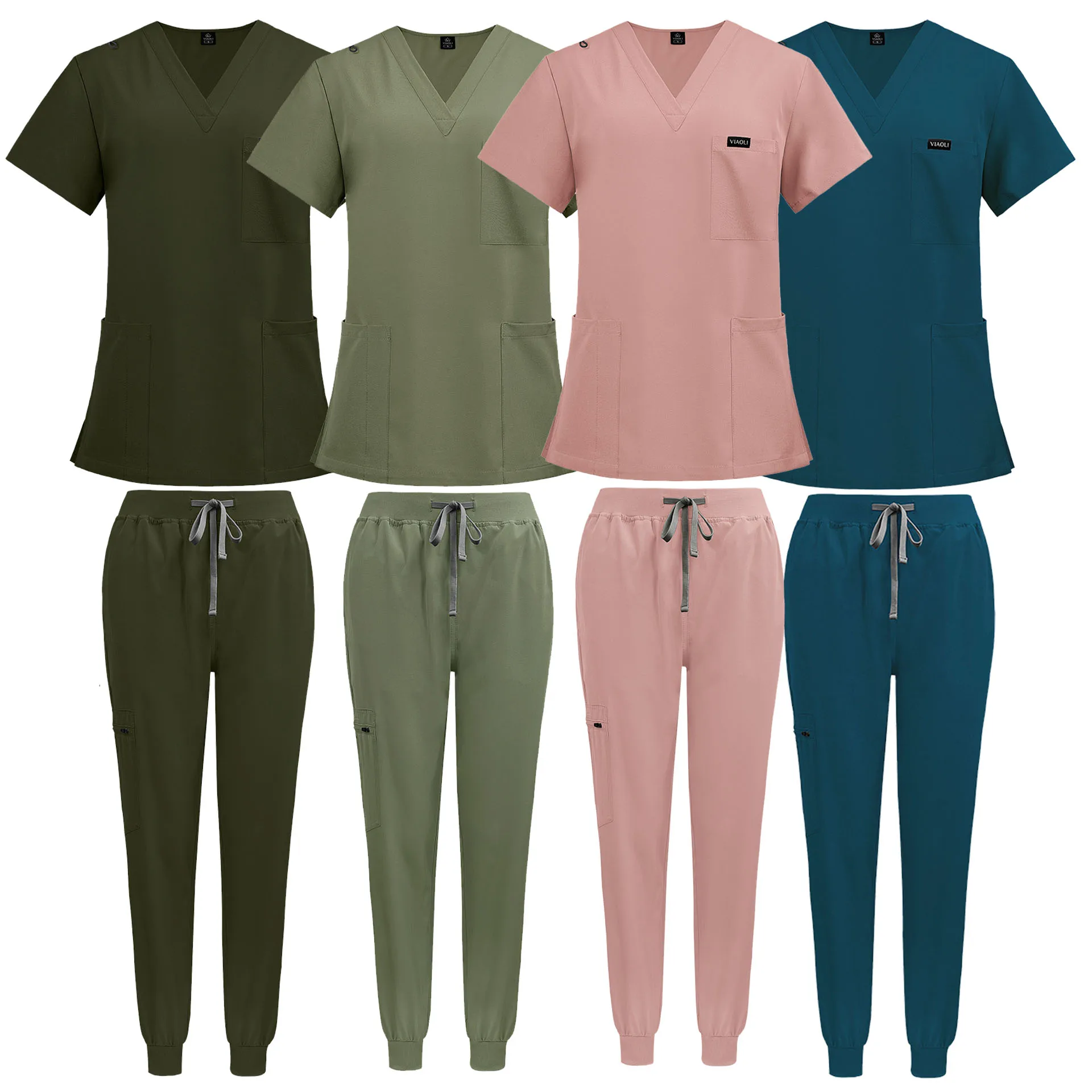 Newest Elestic Nurse Scrubs Set Medical Uniforms Hospital Lab Clothes Vet Beauty Spa Workwear Hospital Surgery Work Clothes